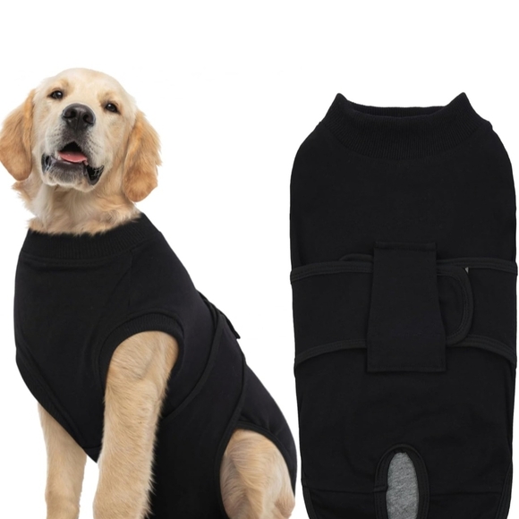 Black and Gray Dog Surgical Recovery Suit, XXL - Picture 2 of 3